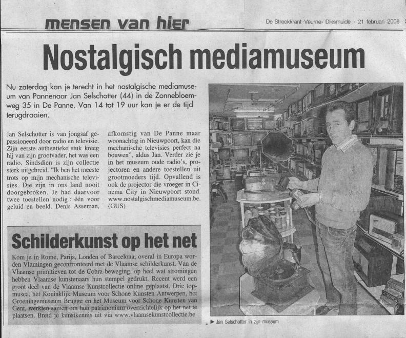 Artikel De Streekkrant 21 februari 2008 — Nostalgisch mediamuseum